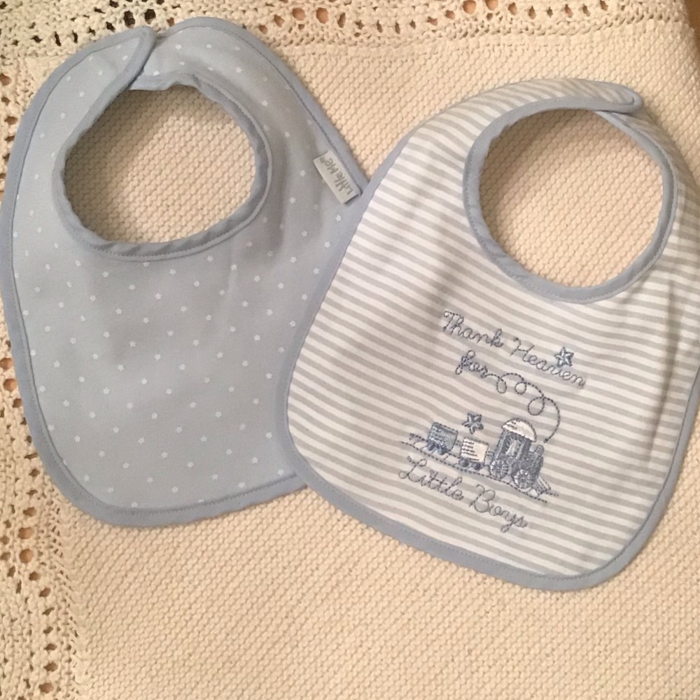 Little Me Blue Striped Baby Bibs NWOT